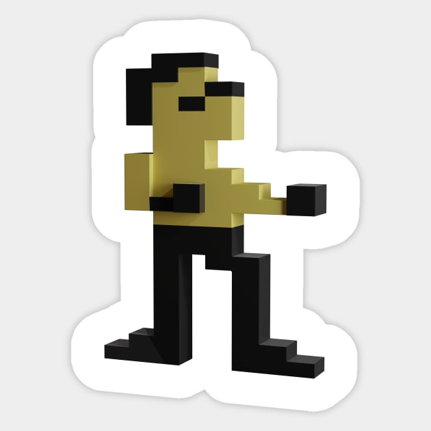 8-bit Bruce Lee Fighting in 3D Sticker by with Gusto